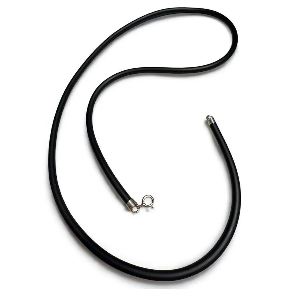 22” Black Cord Necklace - Unisex | 925 Silver Clasp | Minimalist | Great…